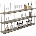 Multi Tier Metal Storage Shelf For Wine Glasses And Bottles