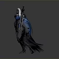 Mythical Warrior Character In Blue Armor Wielding Long Sword With White Tassel