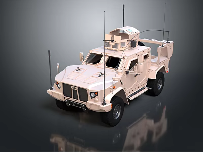 Beige Military Style Utility Vehicle with Roof Mounted Equipment and Antennas 3d model
