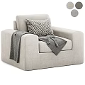 Light Gray Accent Chair With Geometric Pattern Pillow And Throw Blanket 3d model