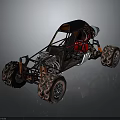 Off Road Sporty Vehicle With Large Tires Red Seat And Steel Frame Design