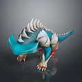 Turquoise White Spiked Character Creature With Red Claws 3D Model Design
