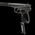 Vintage Pistol with Metal Body Black Textured Grip and Classic Design