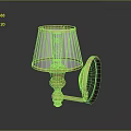 Wall Lamp Furniture With Golden Accents Pleated White Lampshade And Black Mounting Plate