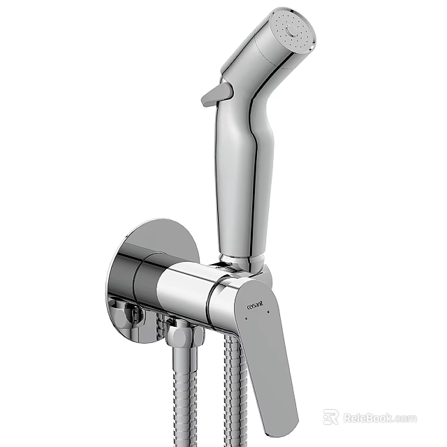 Modern Chrome Handheld Shower Head With Adjustable Water Control Valve and Durable Metal Design 3d model 