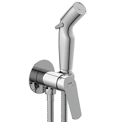 Modern Chrome Handheld Shower Head With Adjustable Water Control Valve and Durable Metal Design 3d model