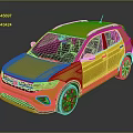 Yellow Modern SUV With Roof Rails Black Windows And Alloy Wheels
