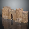 Cartoon Castle Scene With Brick Built Towers And Central Archway Entrance