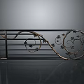 Decorative Wrought Iron Gate With Ornate Scroll Leaf Patterns And Metal Railings 3d model