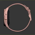 Rose Gold Pink Strap Smartwatch with Round Digital Dial and Metallic Frame Design