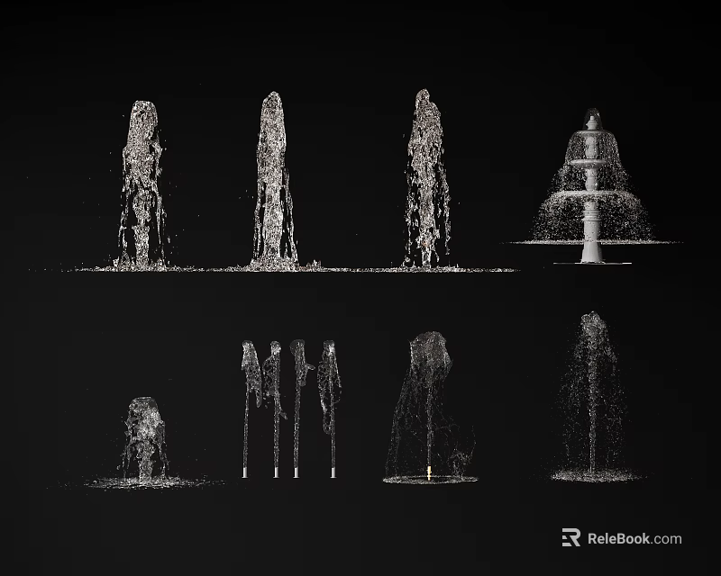 Different Designs of Water Fountain With Various Spray Patterns and Structures 3d model 