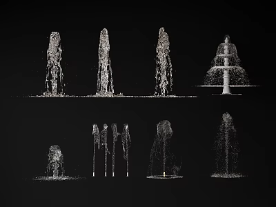 Different Designs of Water Fountain With Various Spray Patterns and Structures 3d model