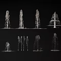 Different Designs of Water Fountain With Various Spray Patterns and Structures