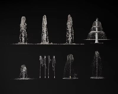 Different Designs of Water Fountain With Various Spray Patterns and Structures 3d model