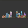 Isometric City Buildings Featuring Colorful Architecture Various Styles Roads And Trees