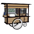 Mobile Wooden Food Cart With Awning Transparent Window And Wheels