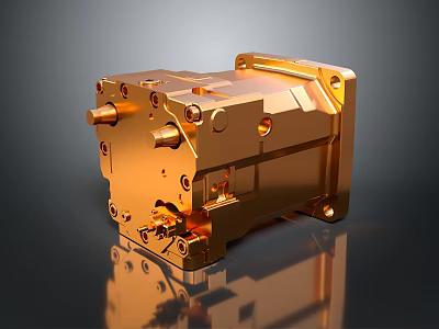 Golden Precision Hardware Tool Mechanical Component Featuring Bolts And Holes 3d model