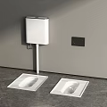 Modern Squat Toilets With White Water Tank Black Switch Panel On Gray Wall And Floor