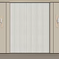 Modern Elegant Beige Background Wall With Vertical Stripes Design And Symmetric Wall Lamps