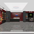 Tobacco and Liquor Store Interior With Shelves Displaying Alcohol And Tobacco Products