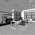 Modern Office Interior Design With Executive Desk Sofa And Decorative Paintings