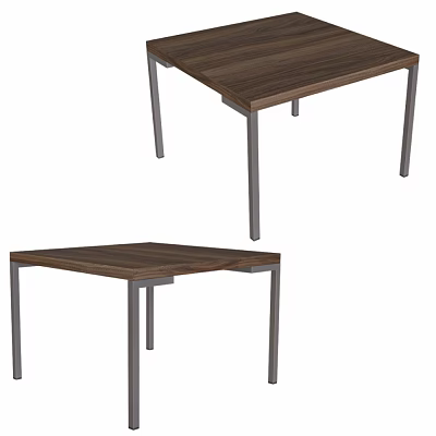 Modern Wooden Tables With Square Top And Metal Legs Minimalist Design 3d model