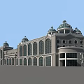 Classical Commercial Street Building With Multiple Domes Arched Windows And Grand Facade