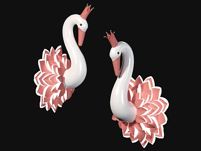 Modern wall lamp children swan art wall lamp 3d model