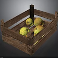 Rustic Wooden Crate Filled With Fresh Yellow Fruits On Dark Surface