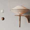 Minimalist Modern Wall Lamp With Wooden Bracket White Shade And Decorative Spheres