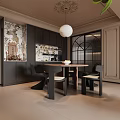 Elegant Living and Dining Room Interior Design With TV Sofa Chairs Mirror Plant and Window