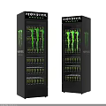 Monster Energy Beverage Refrigerators with Glass Doors Black Design Green Logo and Filled Drink Cans