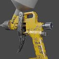 Professional Yellow Paint Spray Gun With White Container For Industrial Painting Work