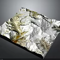 3D Mountainous Terrain Model With Snow Covered Peaks Green Valleys And Golden Ridges