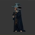 Mystical Wizard Figure In Blue Robe With Pointed Hat And Wand