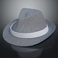 Gray Straw Fedora Hat With White Band For Stylish Casual Wear