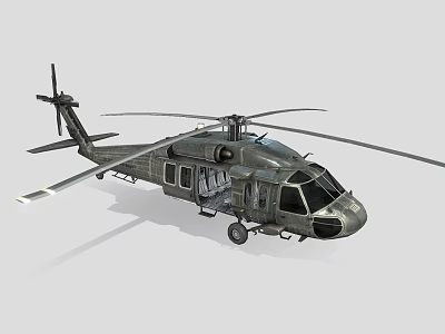 Detailed Military Helicopter With Rotors Cockpit Landing Gear And Fuselage 3d model