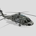 Detailed Military Helicopter With Rotors Cockpit Landing Gear And Fuselage