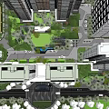 Residential Landscape With Lush Greenery Lawn Pavilion Pathways And Seating Areas
