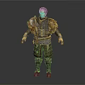 Man In Fantasy Warrior Armor With Fur Trimmed Shoulders And Leather Belt