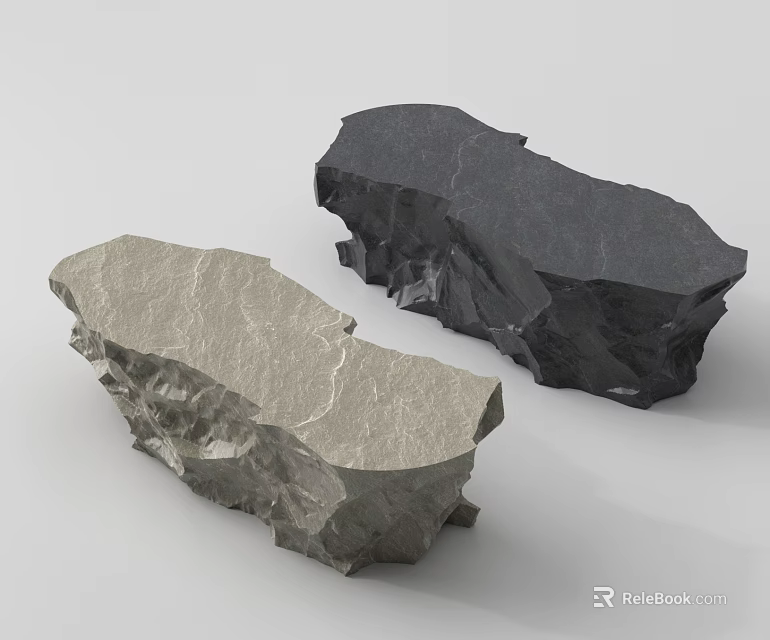 Garden Decorative Rockery Stones With Natural Textured Surface In Light And Dark Color 3d model 