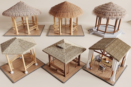 New Chinese Style Pavilion thatched pavilion thatched shed country pavilion landscape pavilion thatched cottage pavilion 3d model