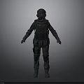 Tactical Black Military Combat Gear With Full Body Uniform Helmet And Goggles