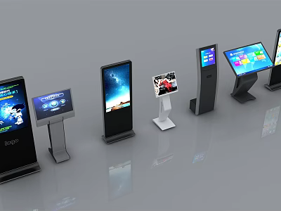 Public Service Digital Kiosks With Interactive Touch Screens And Multiple Displays 3d model