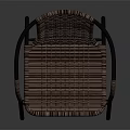Modern Woven Chair With Brown Seat Backrest And Black Metal Frame