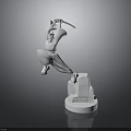 White 3D Warrior Character Model Holding Sword in Dynamic Pose on Rock Base
