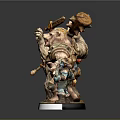 Detailed Character And Creature Miniature Figures With Various Weapons On Black Background And White Bases