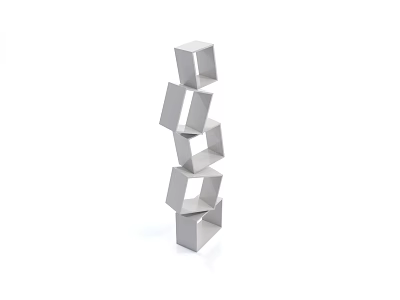 Modern Silver Stacked Cube Shelving Unit With Open Geometric Design 3d model