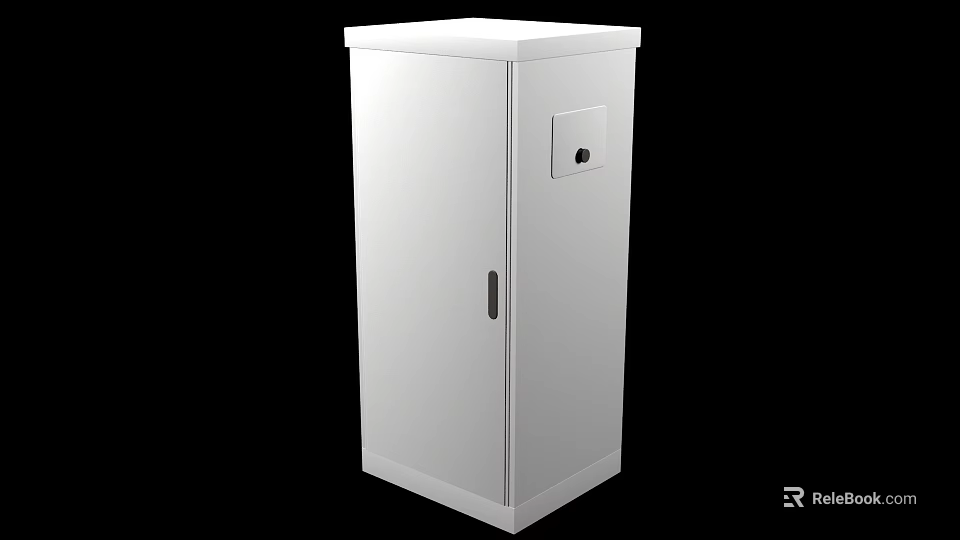 Sturdy White Industrial Equipment Cabinet Featuring Front Panel And Secure Door 3d model 