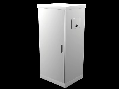 Sturdy White Industrial Equipment Cabinet Featuring Front Panel And Secure Door 3d model
